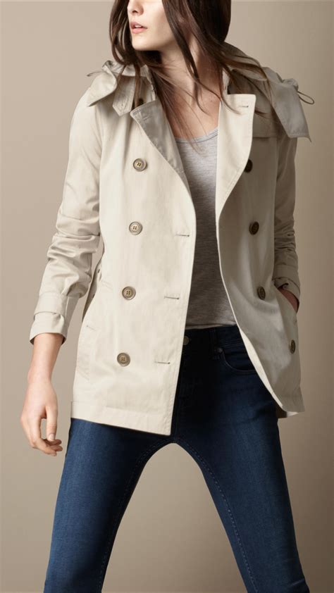 burberry brit short cotton trench coat|burberry trench coat for women.